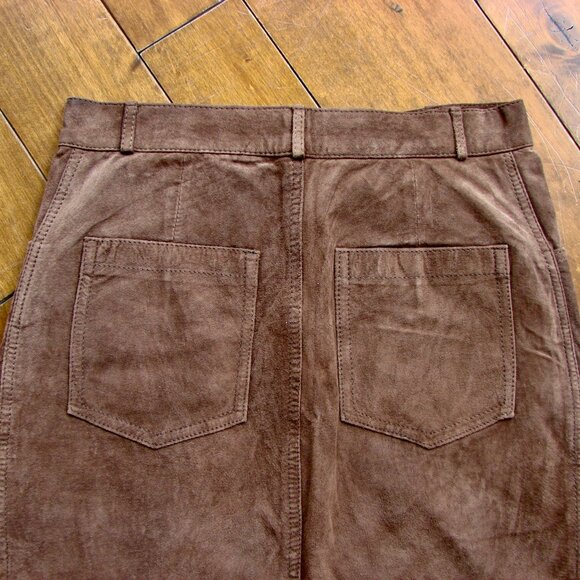 Chocolate Brown Suede Mini Skirt Maggy Baum Size 40 Small - Picture 8 of 9